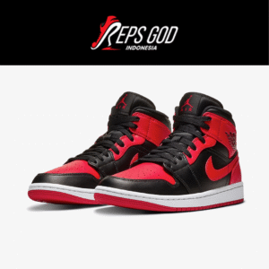 Nike Air Jordan 1 Mid Banned Bred 2020 Black Red White Authentic