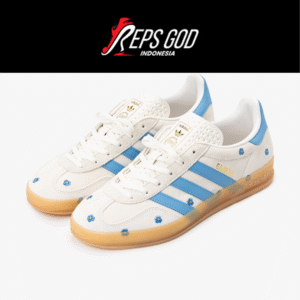 Sepatu Adidas Gazelle Indoor Floral Beige Light Blue Gum Sneakers Authentic
