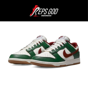 Sepatu Casual Nike Dunk Low Gorge Green White Green Red Sneakers Authentic