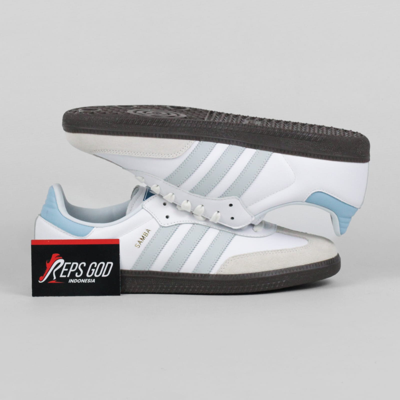 Adidas Samba OG Core White Blue Gum White Halo Blue Authentic - Image 2