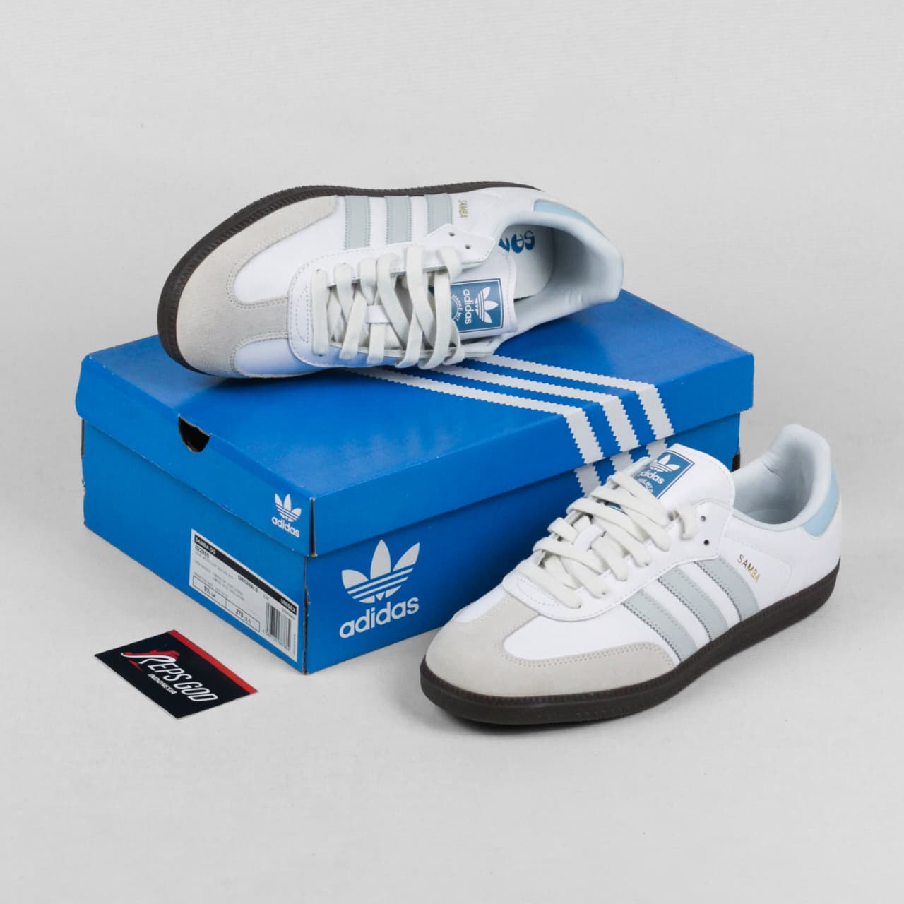 Adidas Samba OG Core White Blue Gum White Halo Blue Authentic - Image 5