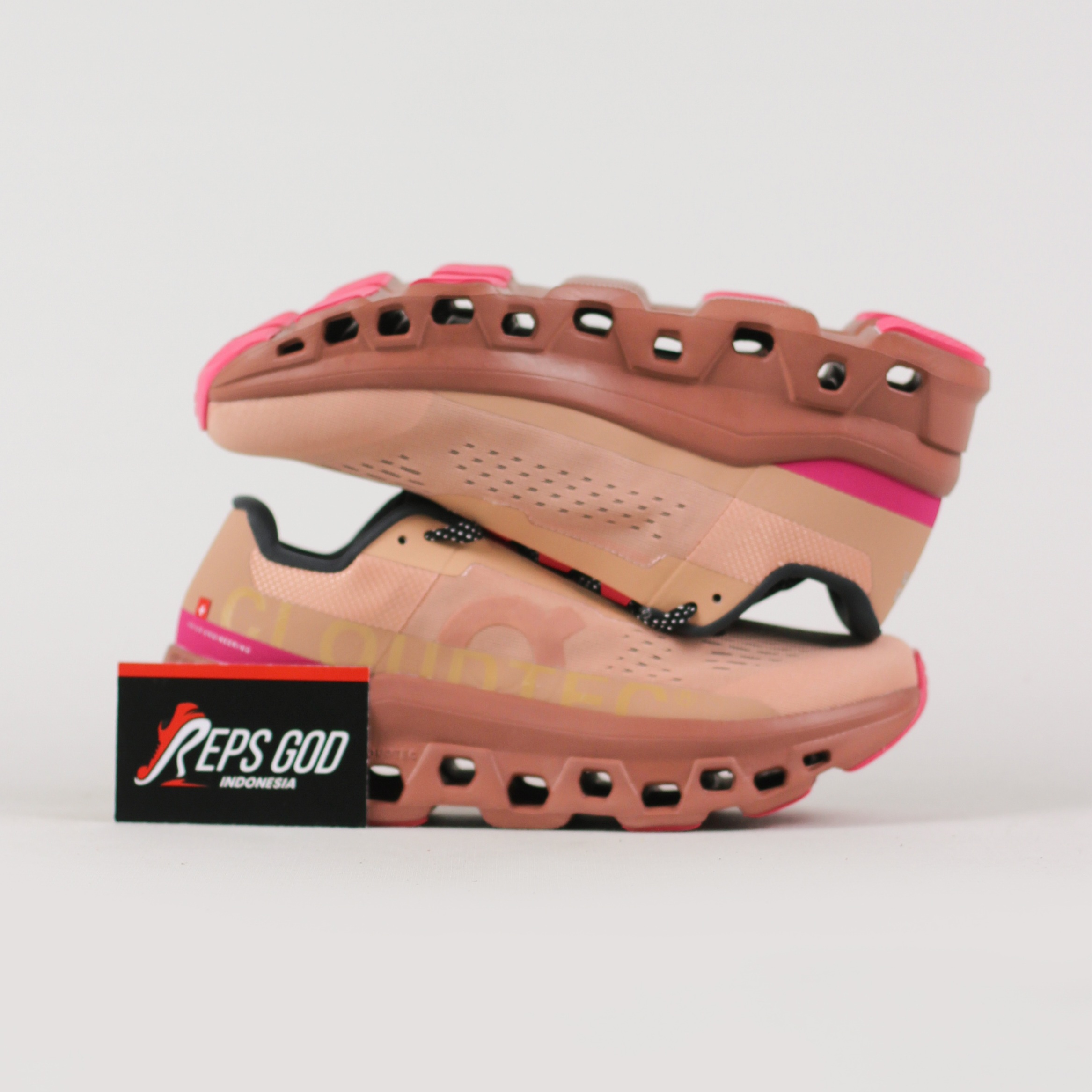 Sepatu On Running On Cloudmonster Rose Cork Orange Bata Sneakers Authentic - Image 3