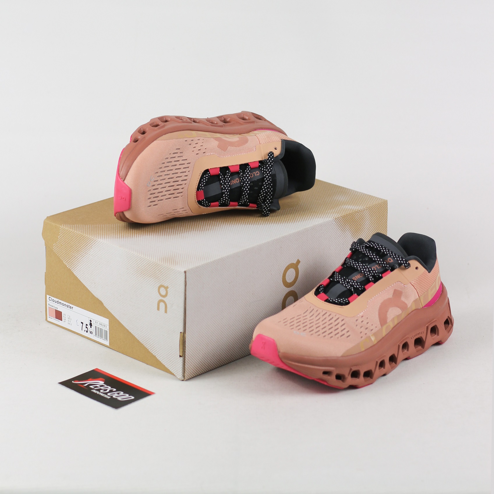 Sepatu On Running On Cloudmonster Rose Cork Orange Bata Sneakers Authentic - Image 4