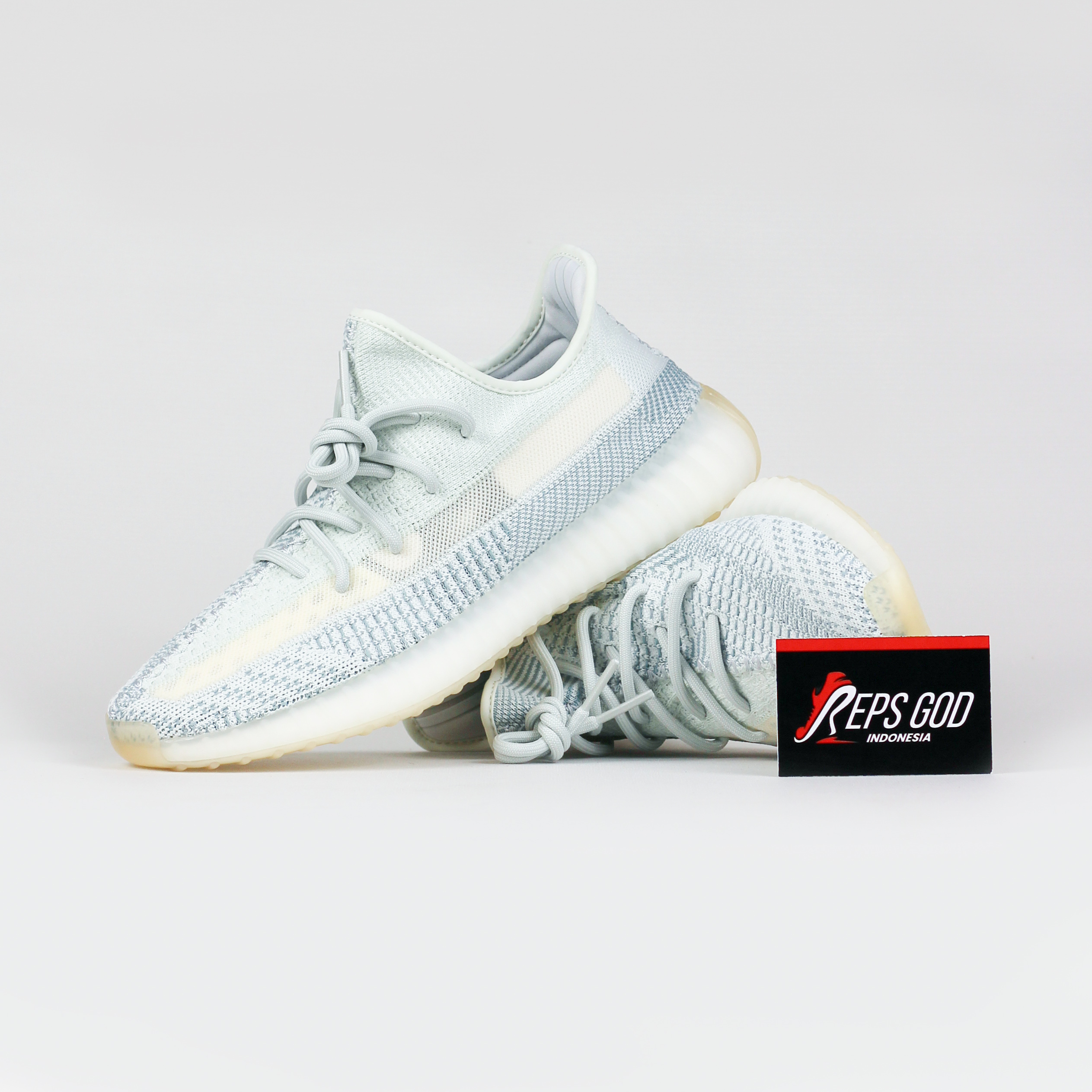 Sepatu Adidas Yeezy 350 Boost V2 Cloud White Blue Sneakers Authentic