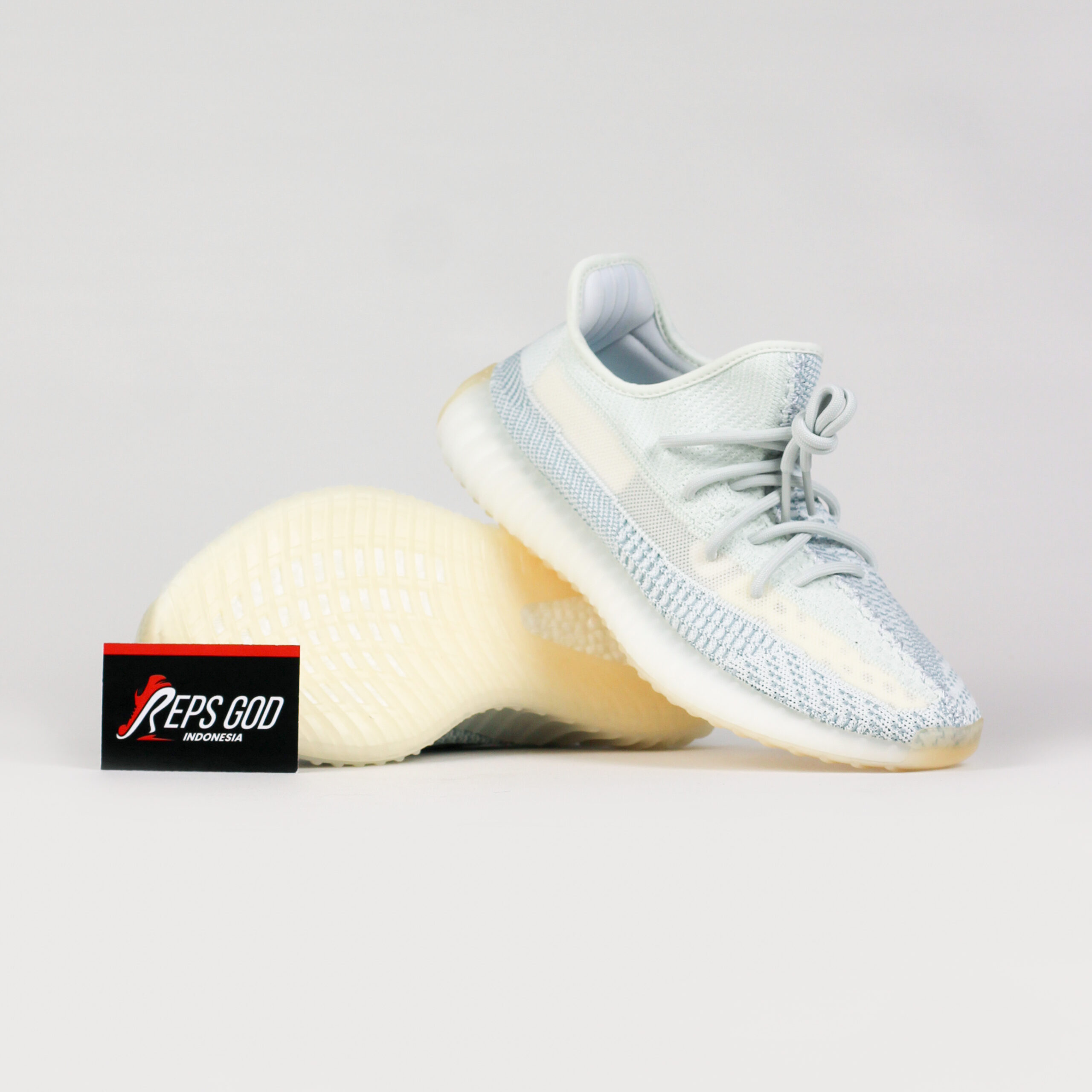 Sepatu Adidas Yeezy 350 Boost V2 Cloud White Blue Sneakers Authentic - Image 2