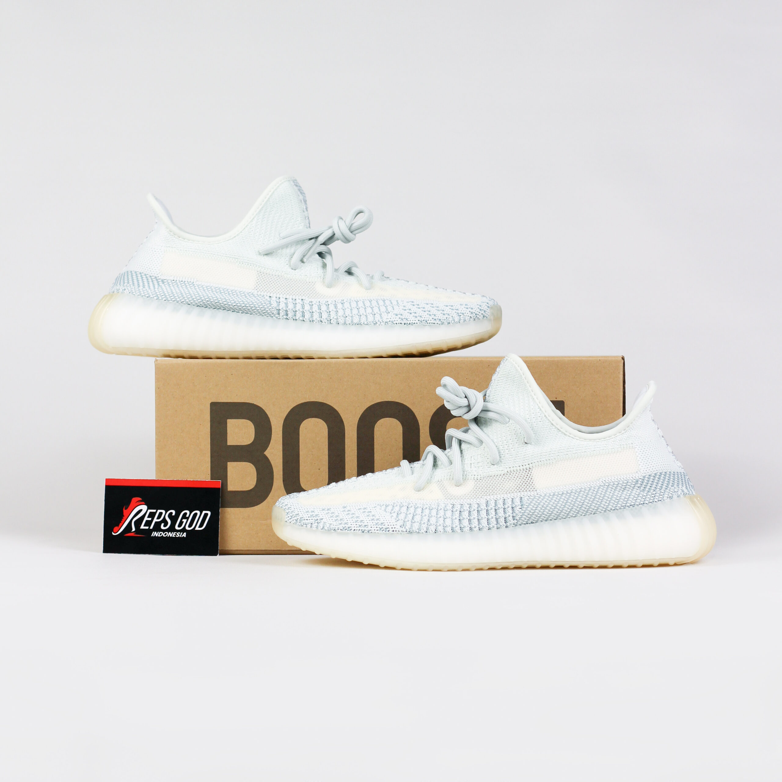 Sepatu Adidas Yeezy 350 Boost V2 Cloud White Blue Sneakers Authentic - Image 4