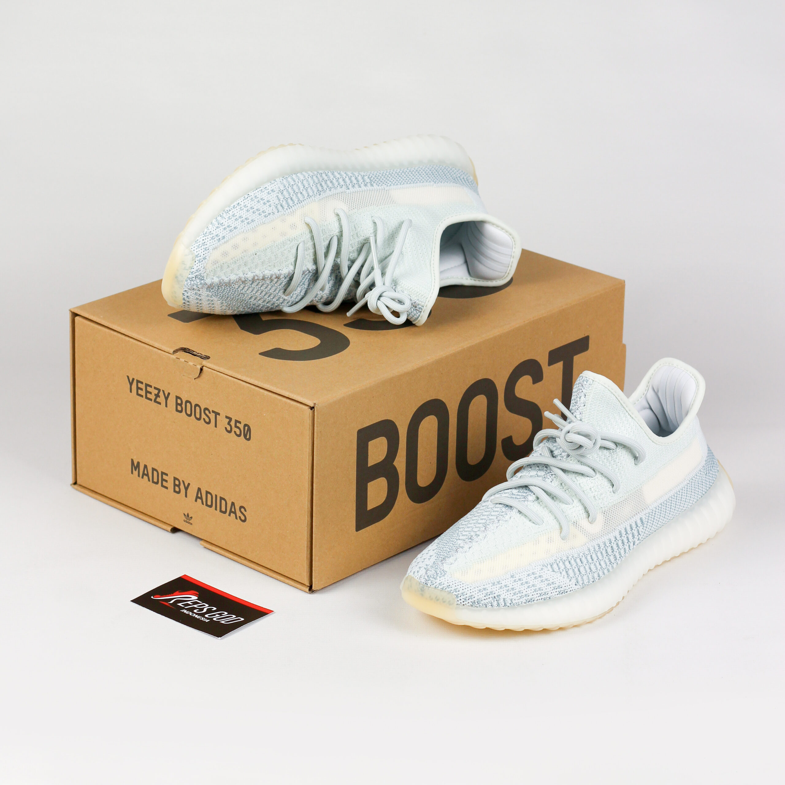 Sepatu Adidas Yeezy 350 Boost V2 Cloud White Blue Sneakers Authentic - Image 5