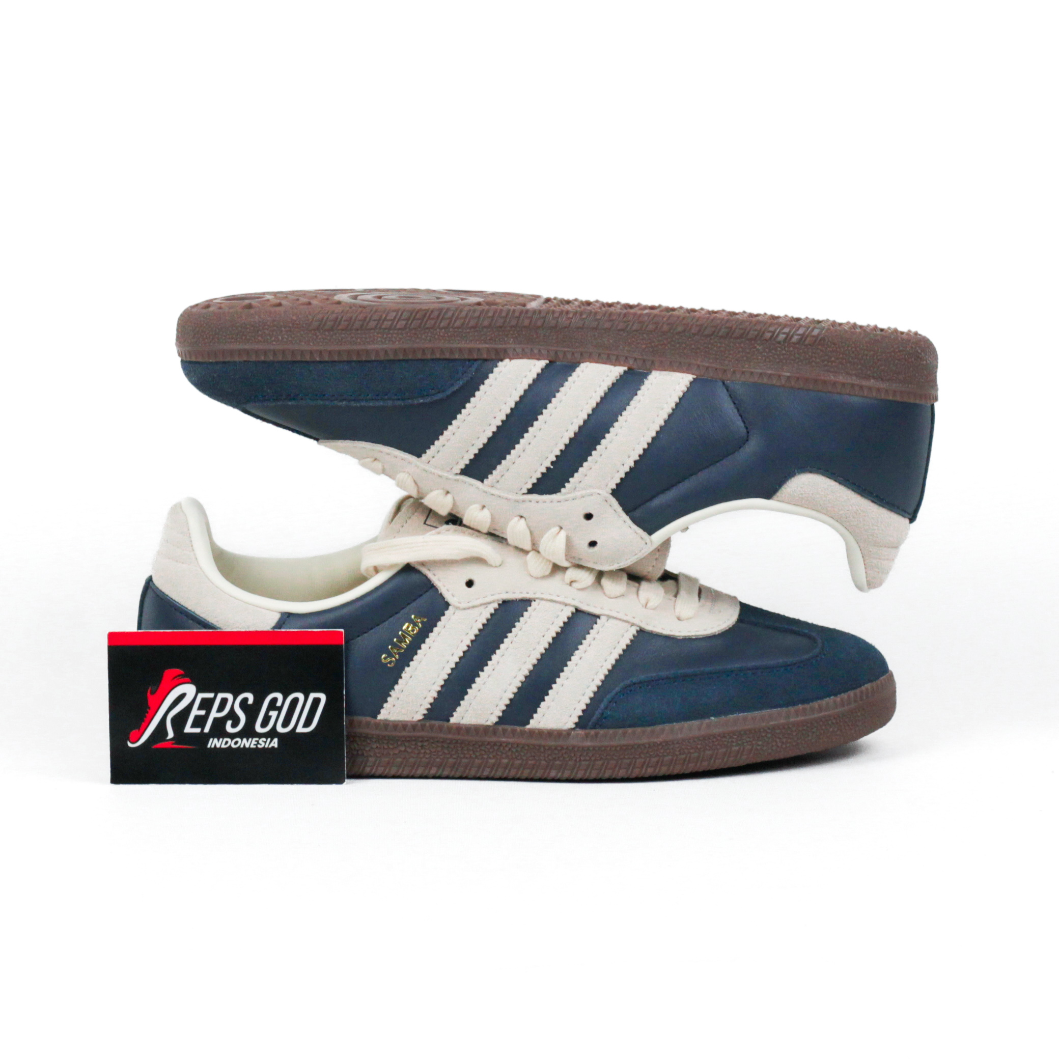 Sepatu Adidas Samba OG Aurora Ink Cream Gum Navy Sneakers Authentic - Image 2