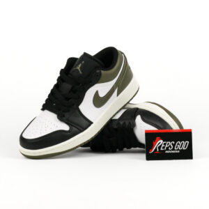 Sepatu Nike Air Jordan 1 Low Medium Olive Black Sneakers Authentic