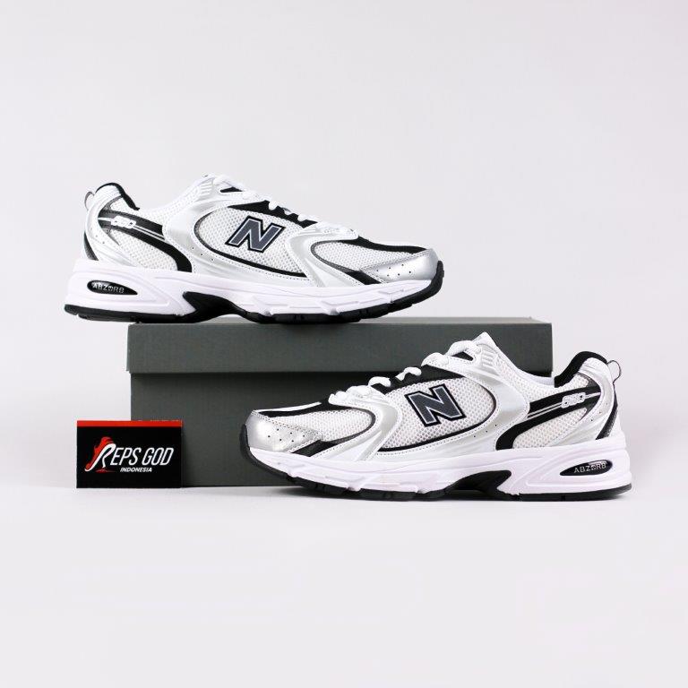 New Balance NB 530 White Silver Metallic Black Sneakers Authentic - Image 4