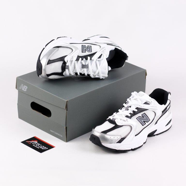 New Balance NB 530 White Silver Metallic Black Sneakers Authentic - Image 5