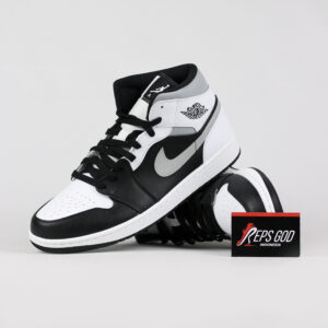 Nike Air Jordan 1 Mid White Shadow Black White Shadow Grey Authentic
