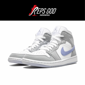 Nike Air Jordan 1 Mid White Wolf Grey Alumunium Grey White Authentic