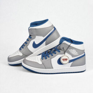 Nike Air Jordan 1 Mid True Blue Grey White Authentic