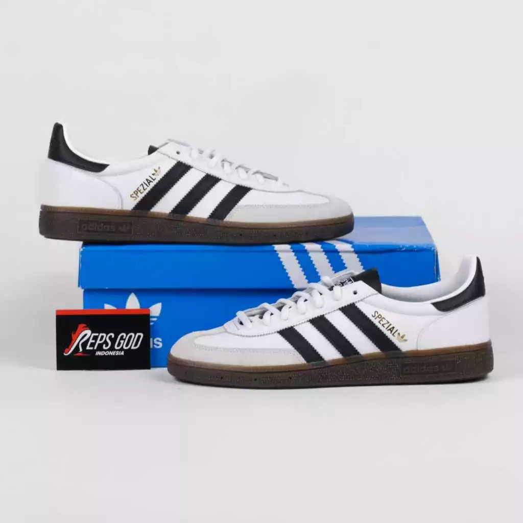 Sepatu Adidas Handball Spezial White Black Leather Sneakers Authentic - Image 5