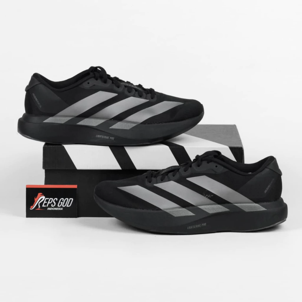 Sepatu Adizero EVO SL Black Silver Iron Metallic Sneakers Authentic - Image 5