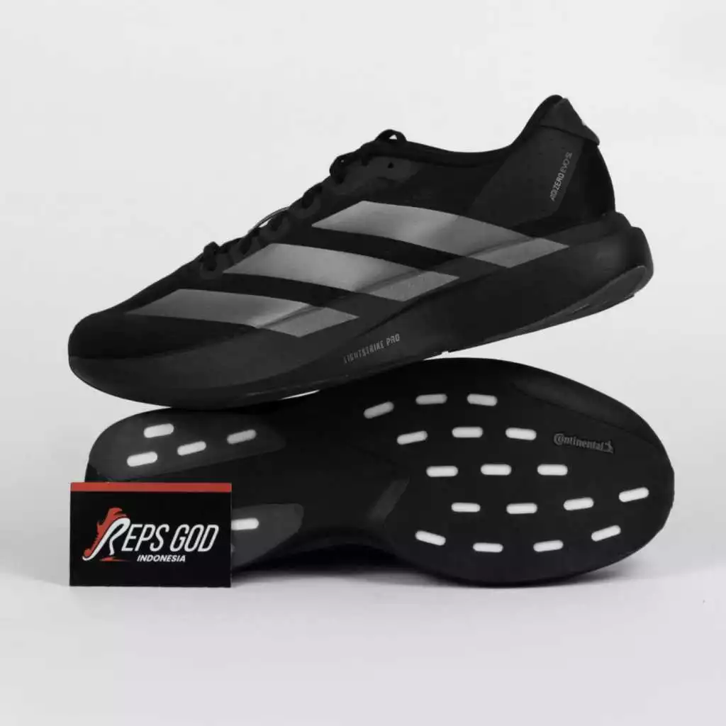Sepatu Adizero EVO SL Black Silver Iron Metallic Sneakers Authentic - Image 2