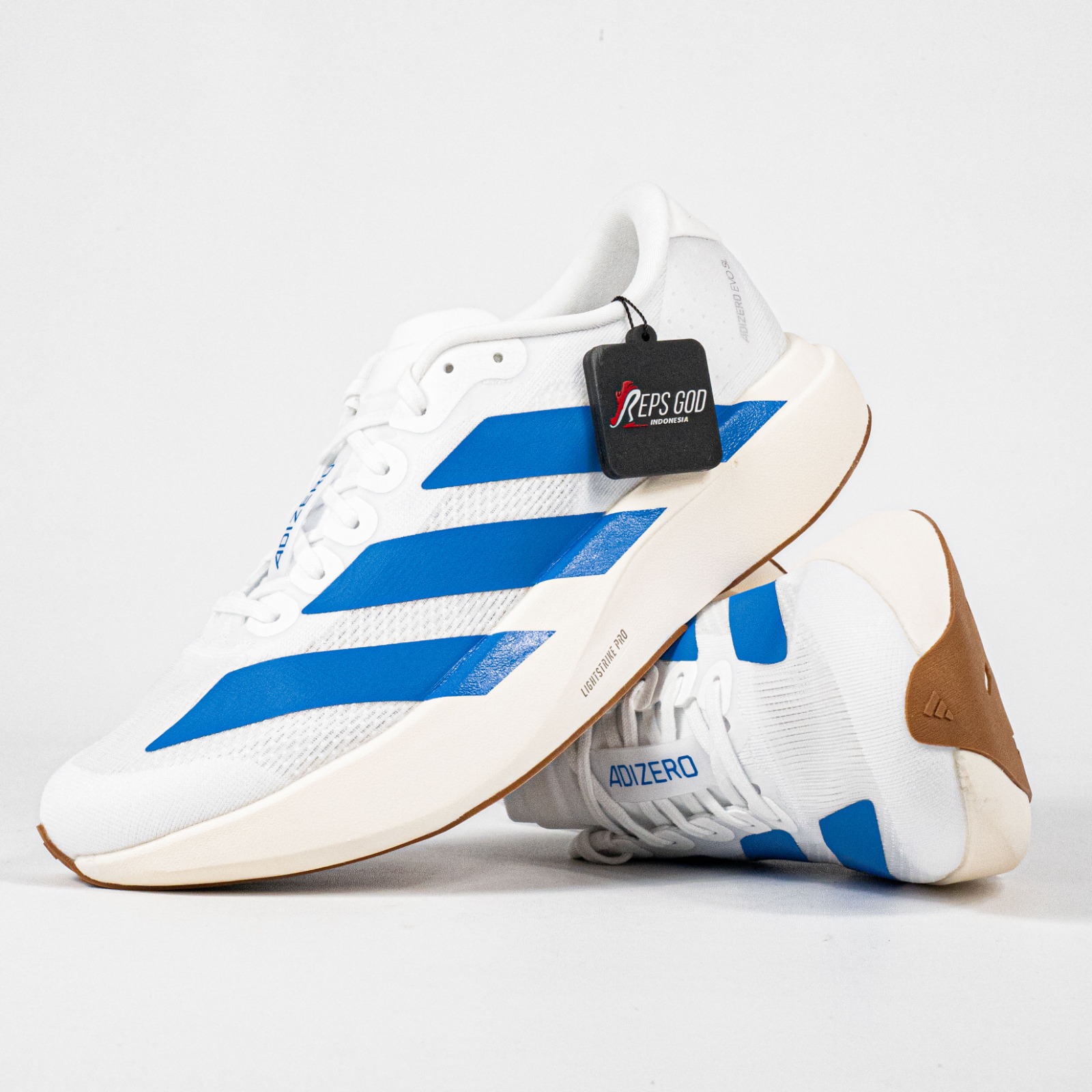 Sepatu Adidas Adizero EVO SL White Royal Blue Sneakers Authentic