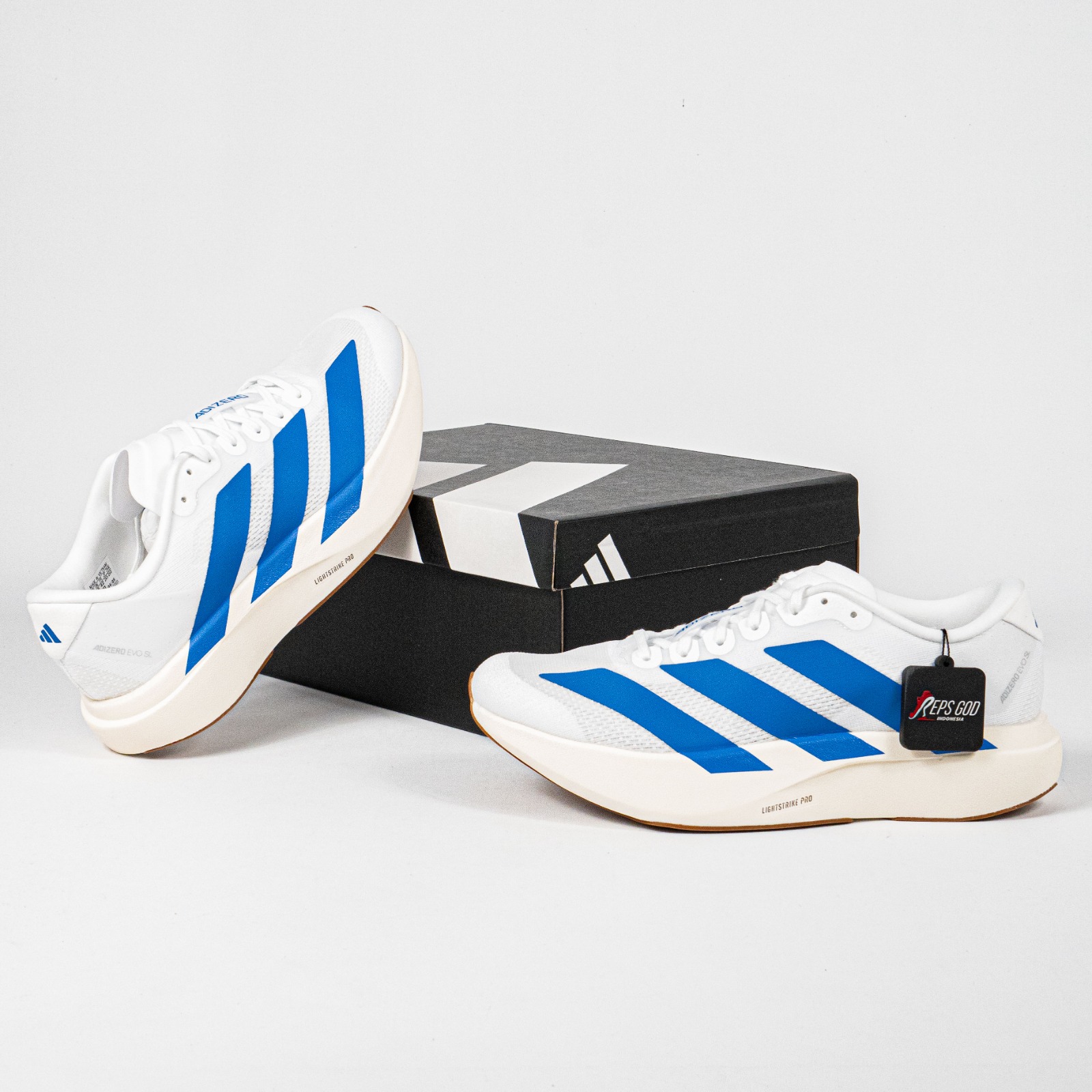 Sepatu Adidas Adizero EVO SL White Royal Blue Sneakers Authentic - Image 4