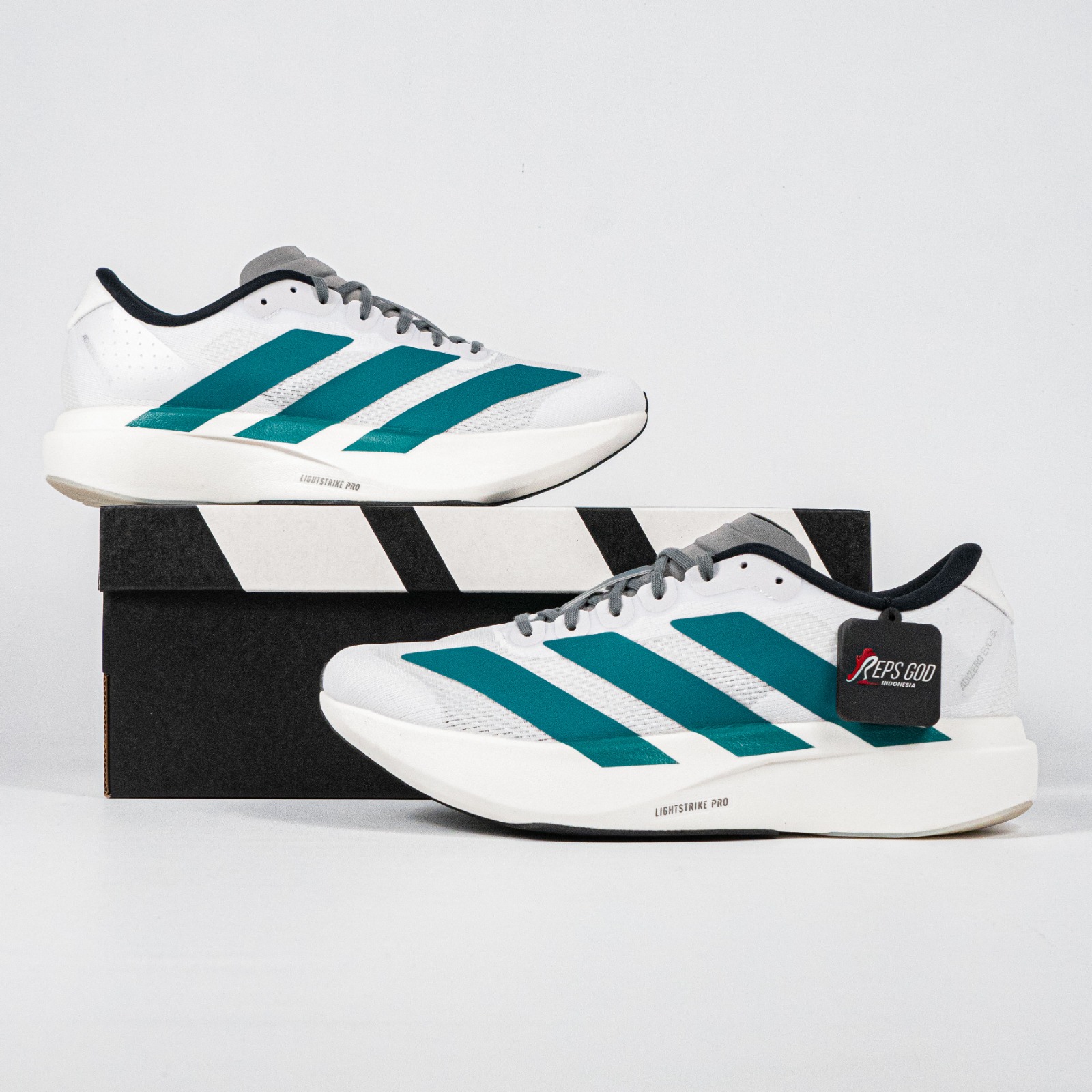 Sepatu Adidas Adizero EVO SL White Pure Teal Sneakers Authentic - Image 5
