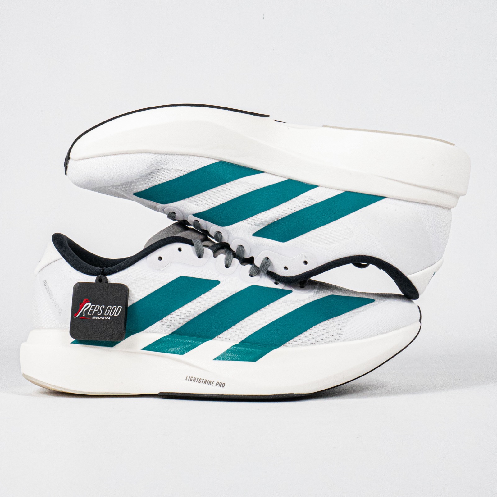 Sepatu Adidas Adizero EVO SL White Pure Teal Sneakers Authentic - Image 2