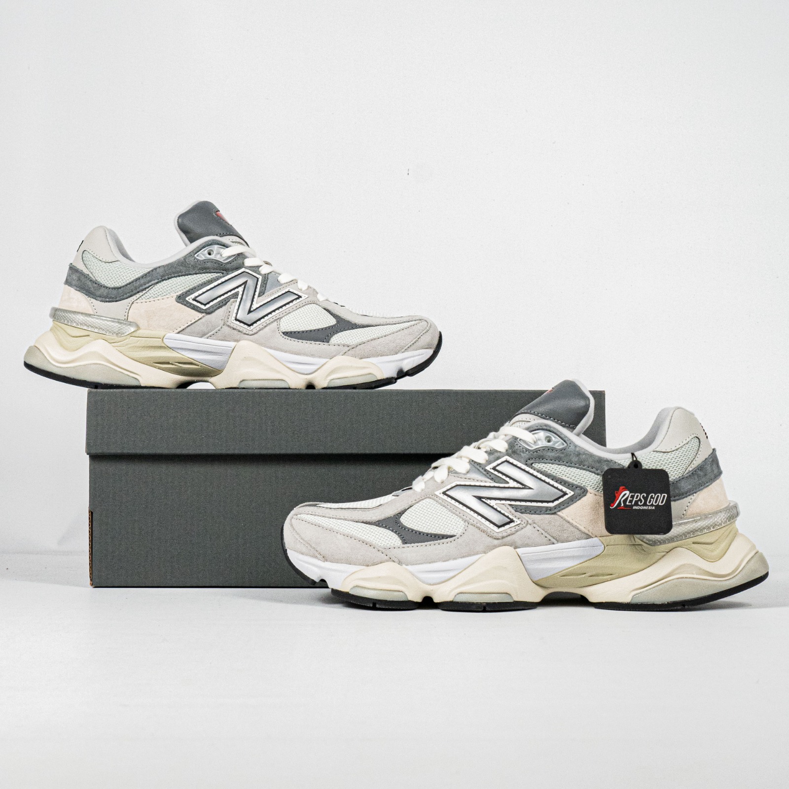 Sepatu New Balance NB 9060 Rain Cloud Grey Sneakers Authentic - Image 4