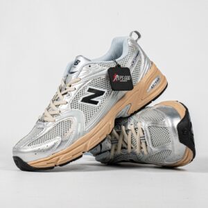 Sepatu New Balance NB 530 White Vintage Silver Metallic Moonbeam Sneakers Authentic