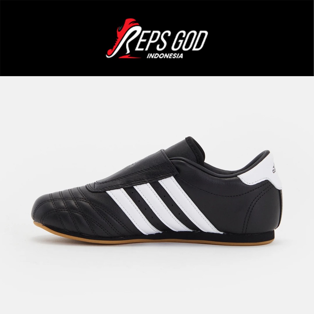 Sepatu Adidas Casual Taekwondo Core Black White Gum Leather Sneakers Authentic - Image 5