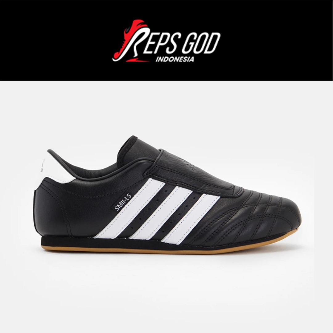 Sepatu Adidas Casual Taekwondo Core Black White Gum Leather Sneakers Authentic
