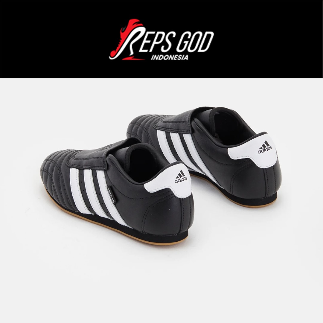 Sepatu Adidas Casual Taekwondo Core Black White Gum Leather Sneakers Authentic - Image 3