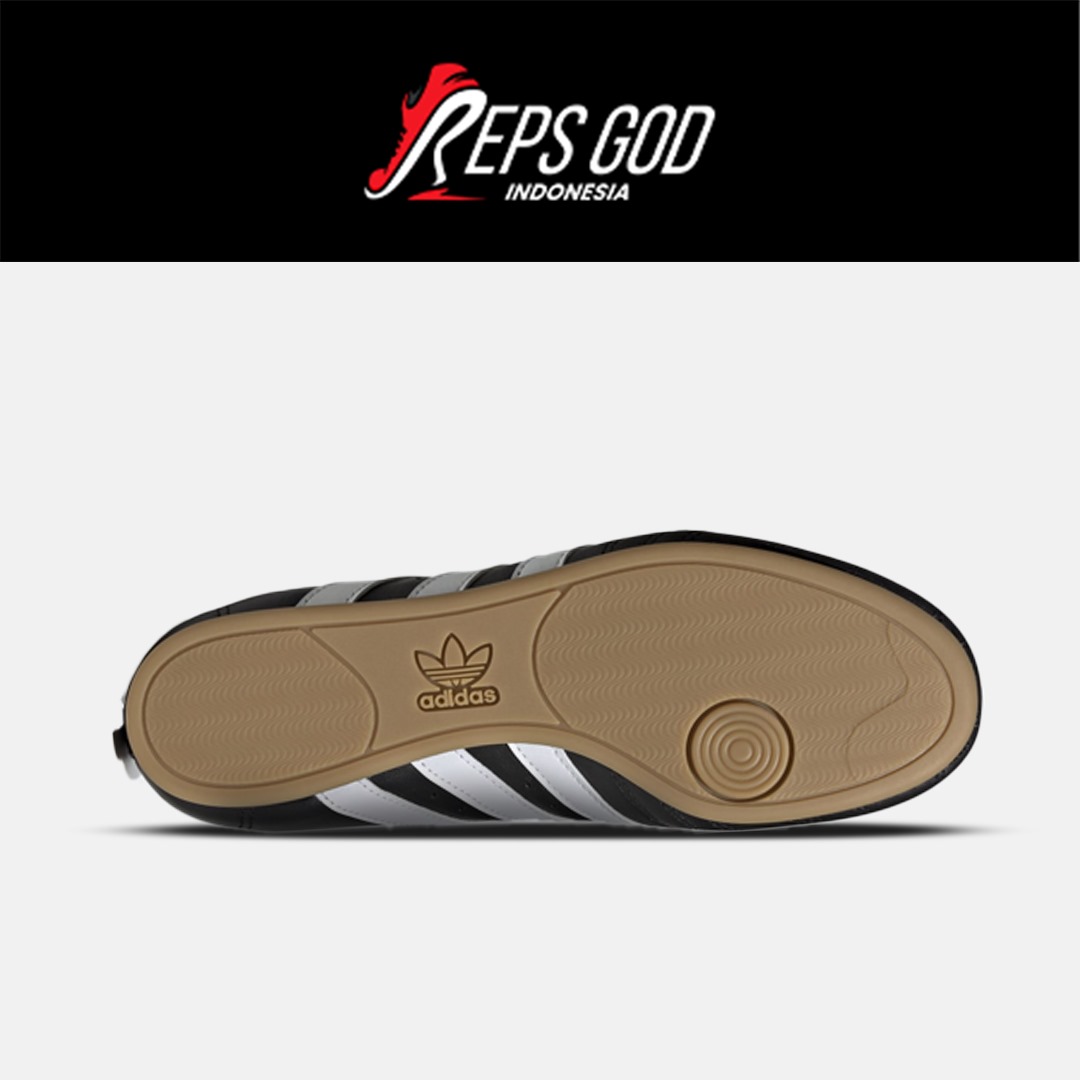 Sepatu Adidas Casual Taekwondo Core Black White Gum Leather Sneakers Authentic - Image 4