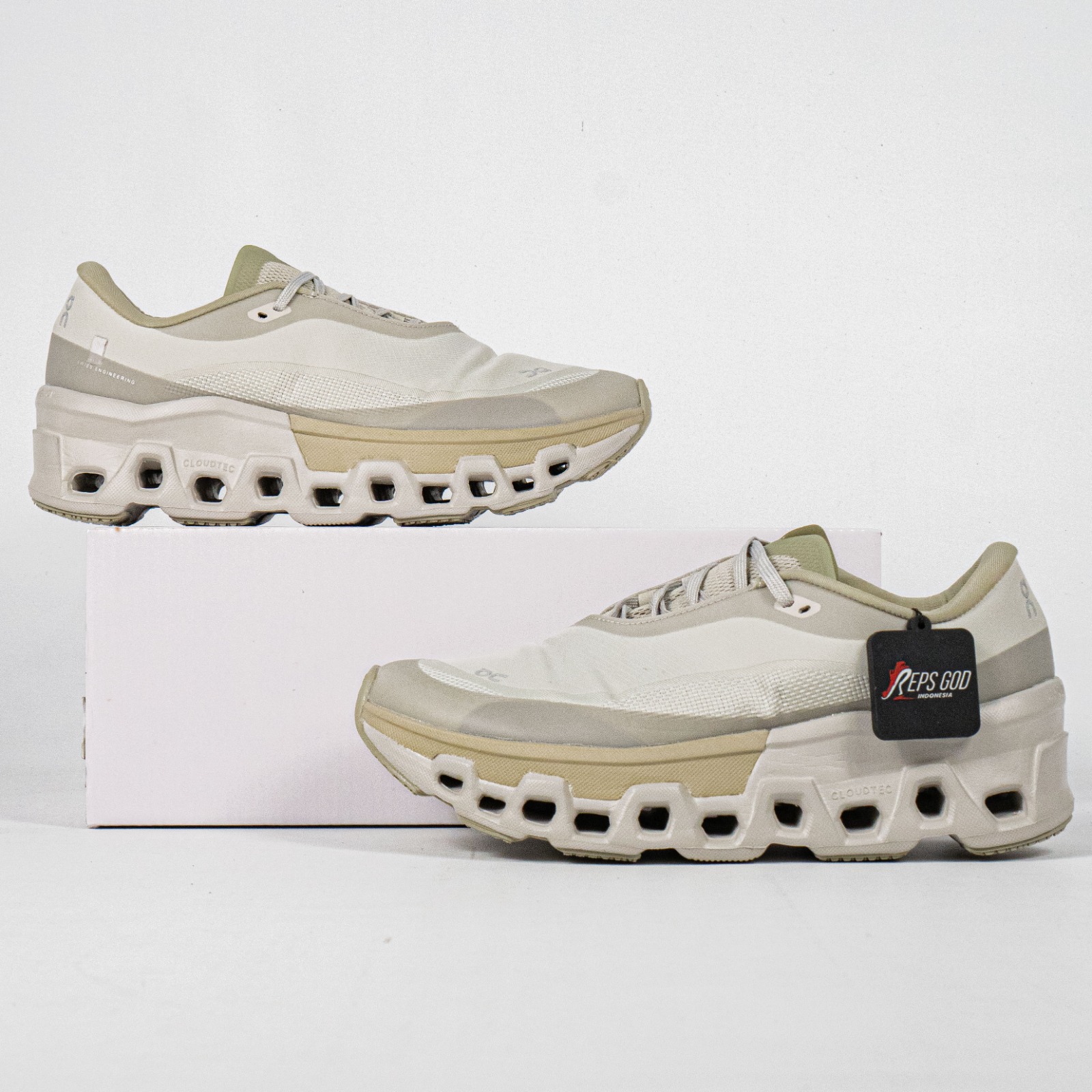 Sepatu On Cloudmonster 2 Post Archive PA Beige Moondust Sneakers Authentic - Image 4