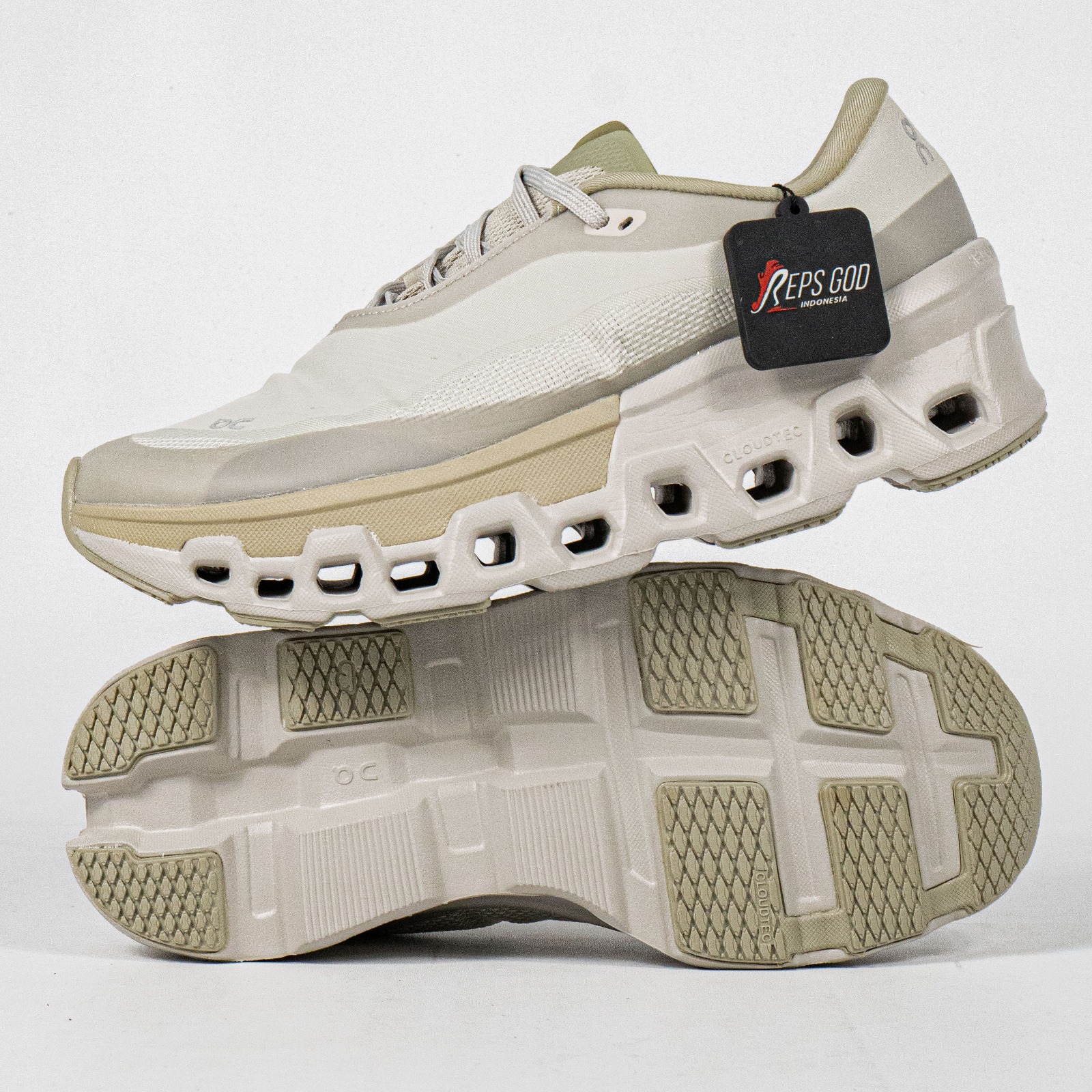 Sepatu On Cloudmonster 2 Post Archive PA Beige Moondust Sneakers Authentic