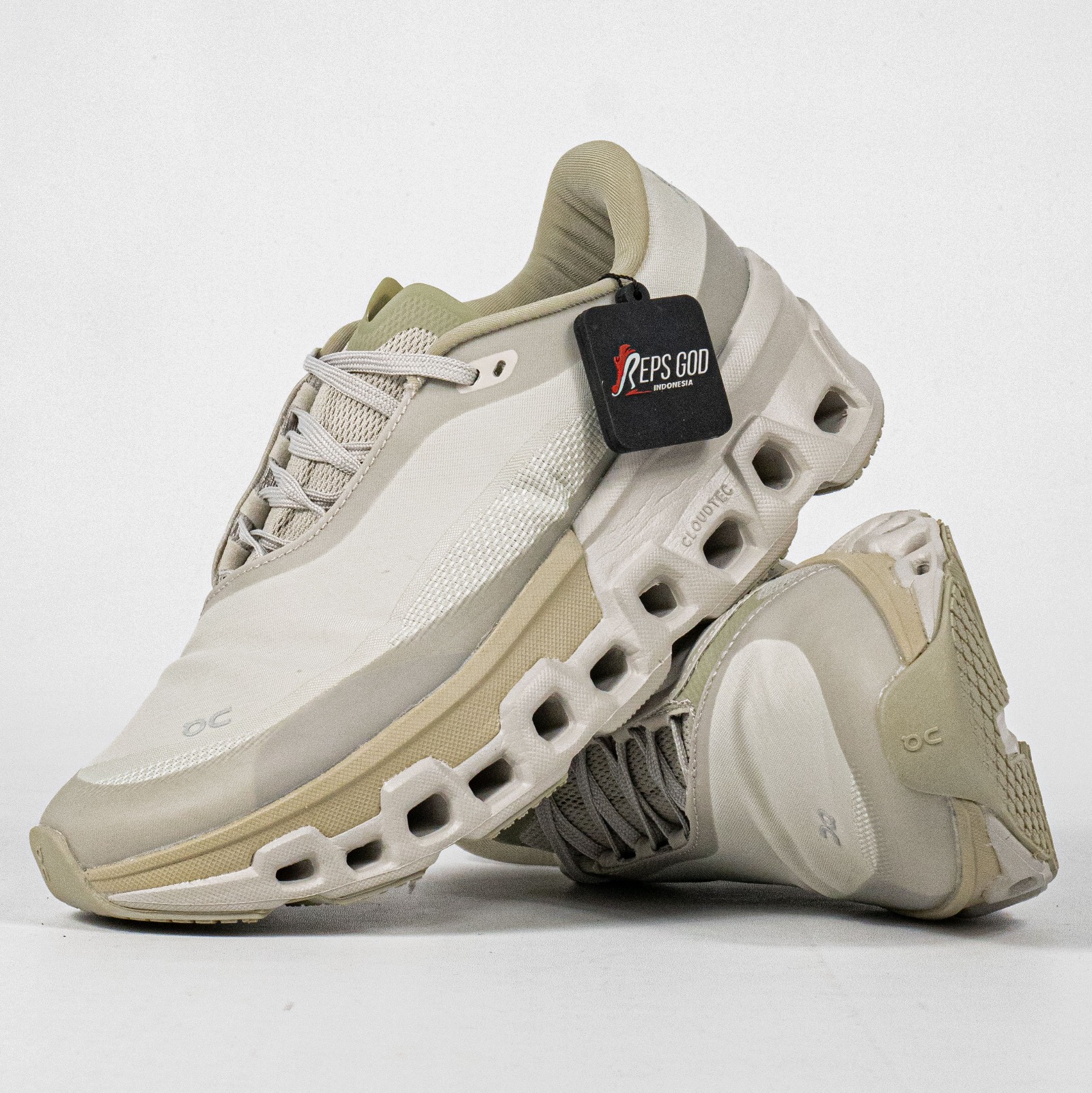 Sepatu On Cloudmonster 2 Post Archive PA Beige Moondust Sneakers Authentic - Image 2