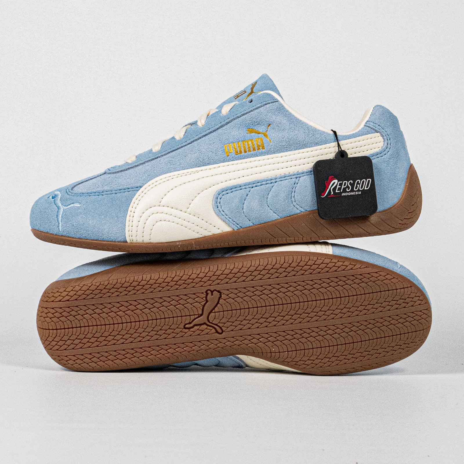 Sepatu Puma Speedcat OG Faded Haute Tropic Blue Alpine Snow Sneakers Casual Olahraga Wanita Pria Outdoor Indoor - Image 4