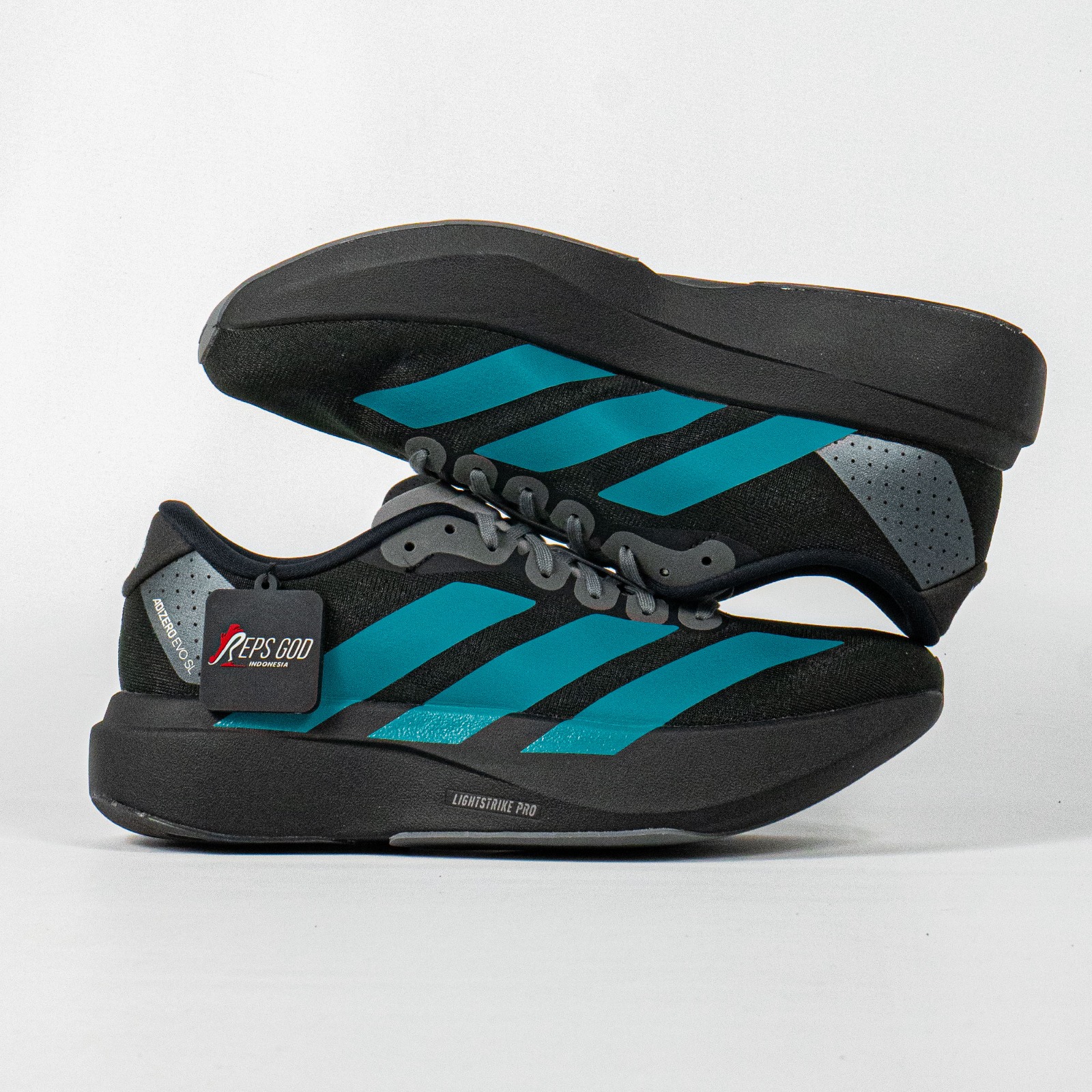 Sepatu Adidas Adizero EVO SL Black Pure Teal Sneakers Authentic - Image 5