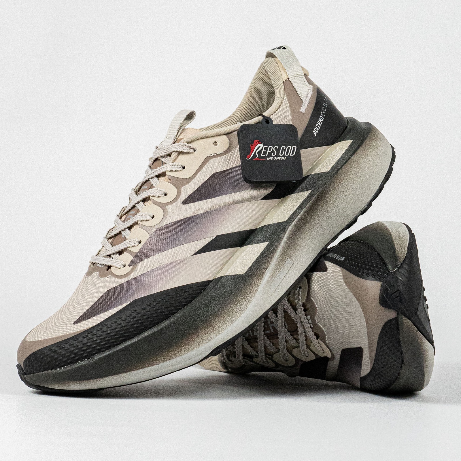 Sepatu Adidas Adizero EVO SL ATR Light Brown Silver Pebble Sneakers Authentic