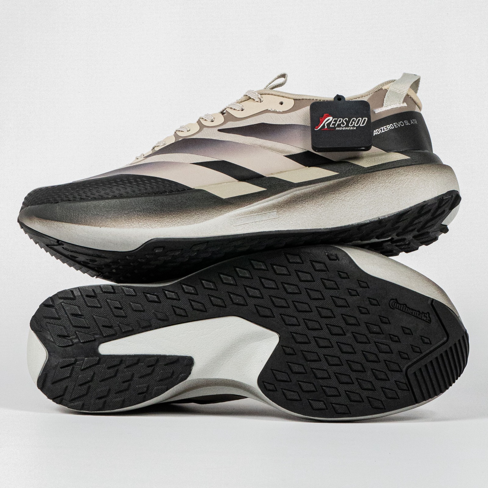 Sepatu Adidas Adizero EVO SL ATR Light Brown Silver Pebble Sneakers Authentic - Image 4