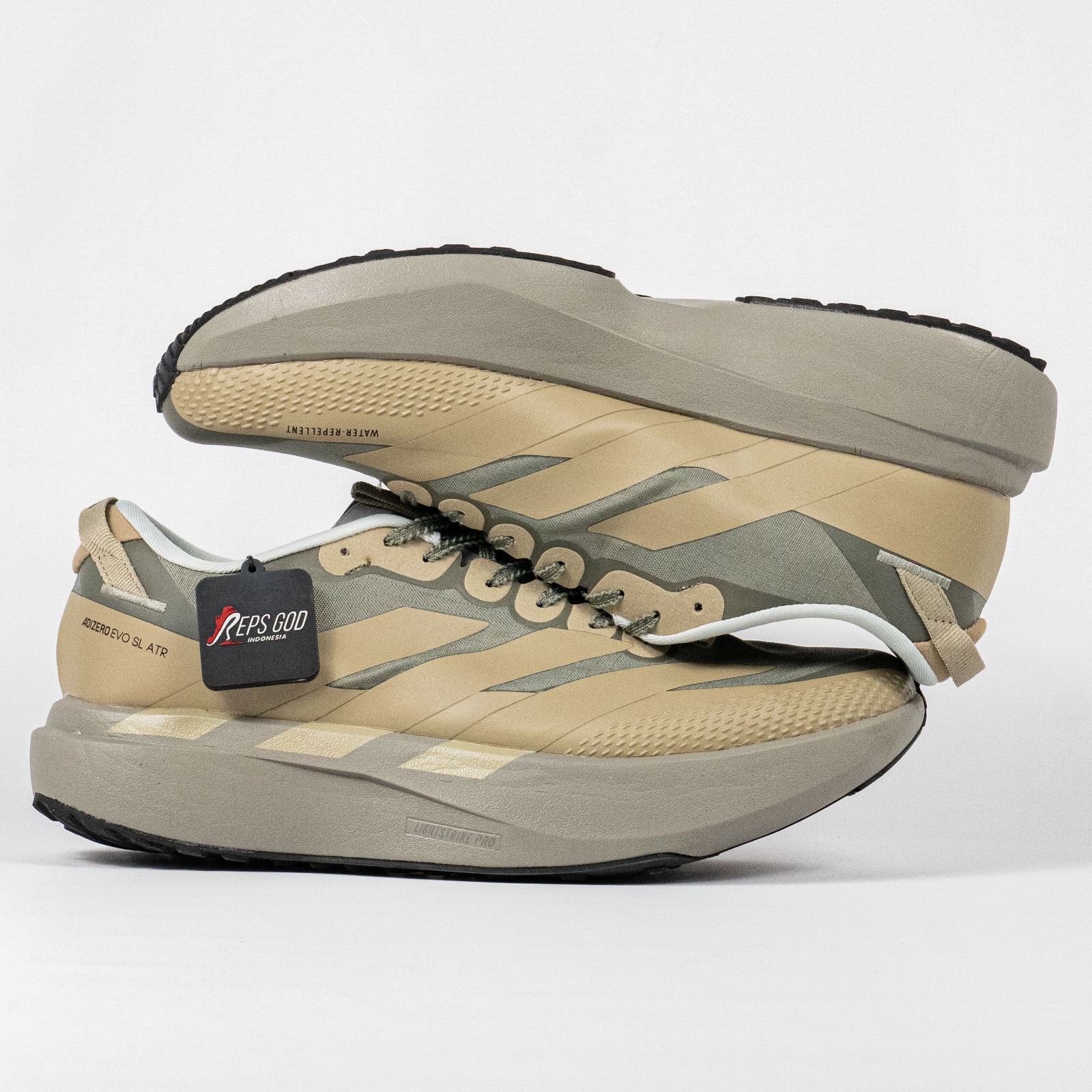 Sepatu Adidas Adizero EVO SL ATR Sesame Ash Sneakers Authentic - Image 4