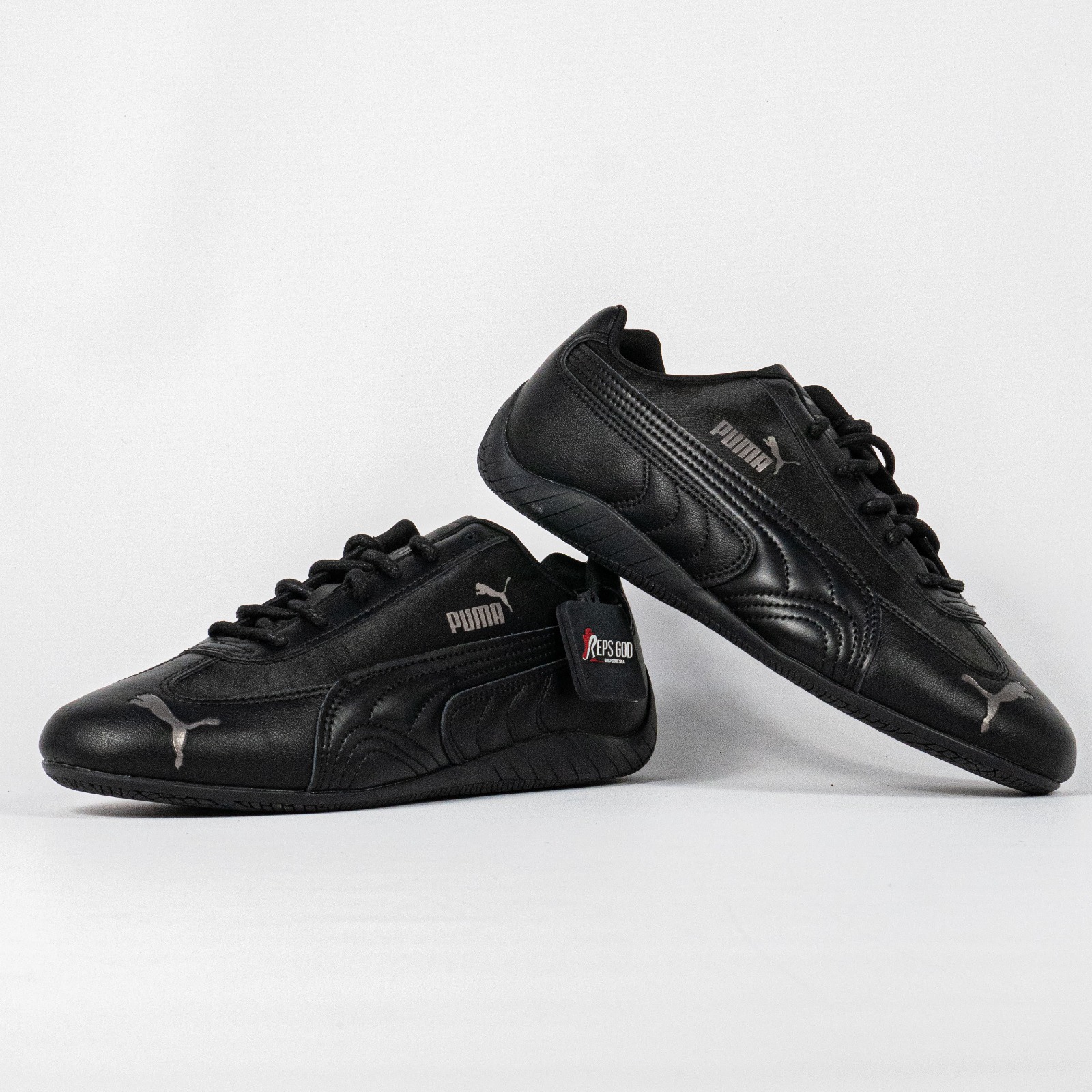 Sepatu Puma Speedcat Femme Black Aged Silver Sneakers Authentic - Image 5