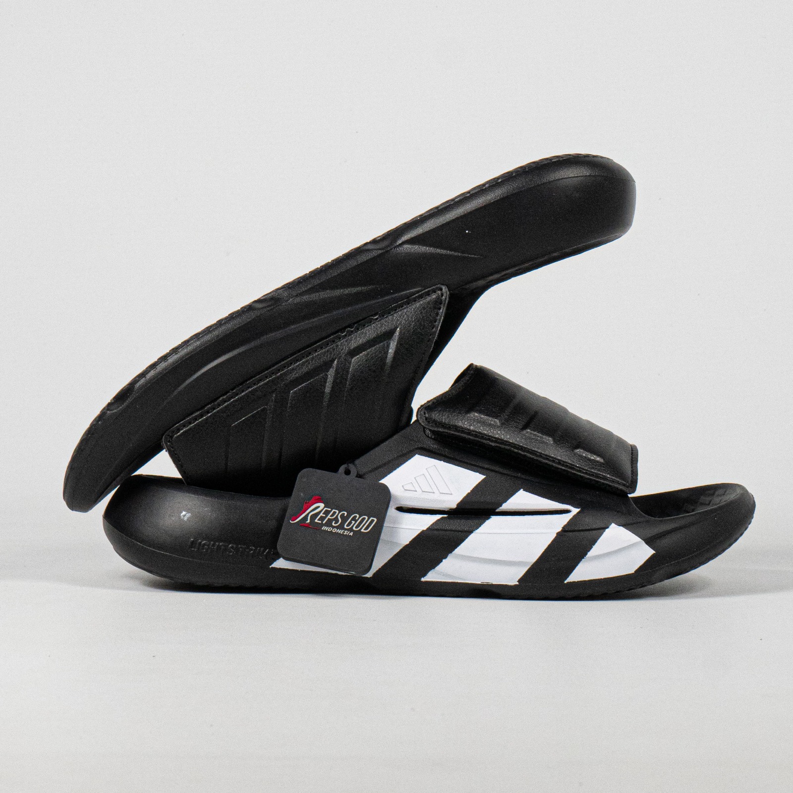 Sandal Adidas Lightblaze Slide Core Black Cloud White Unisex Slipper Sendal Pria Wanita - Image 4