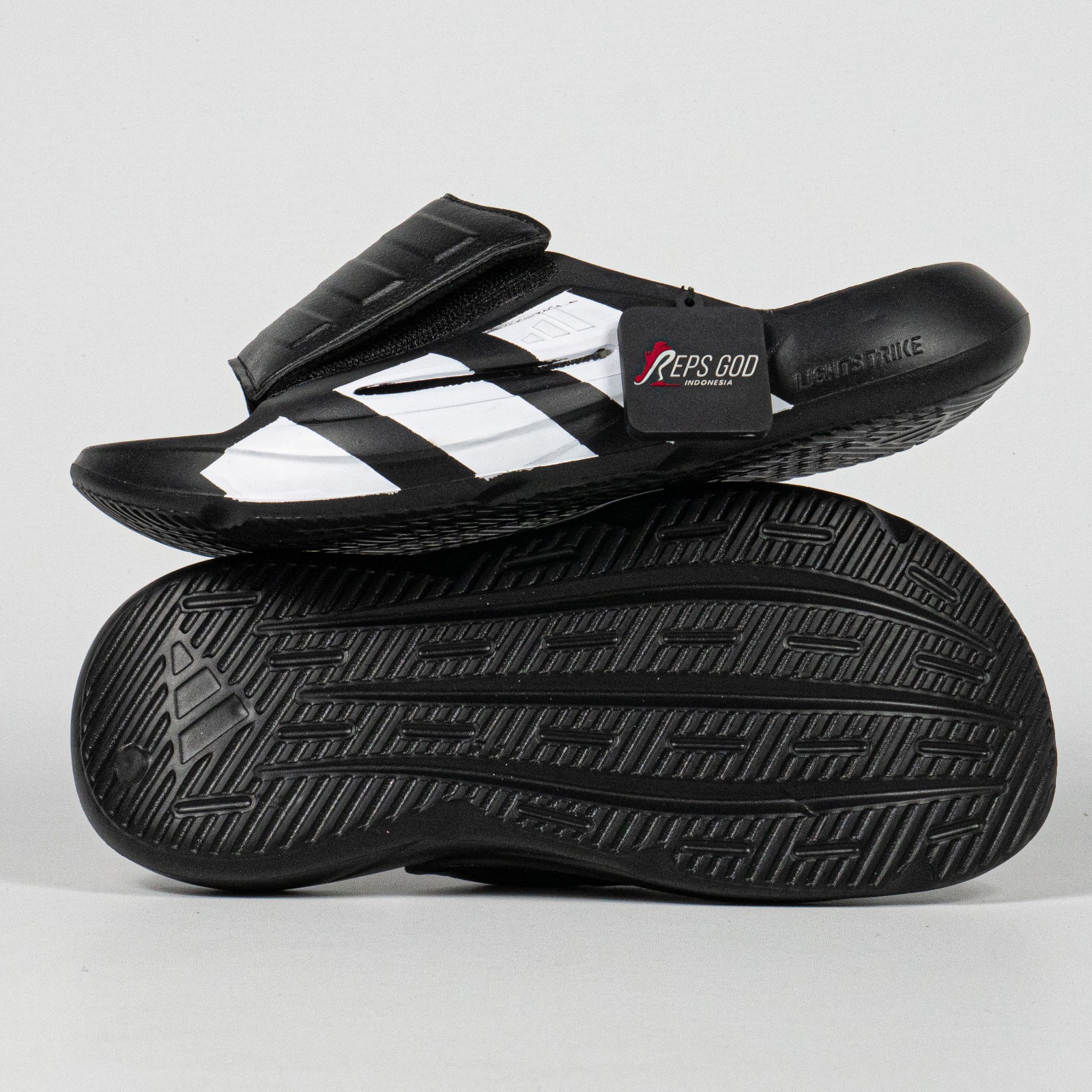 Sandal Adidas Lightblaze Slide Core Black Cloud White Unisex Slipper Sendal Pria Wanita - Image 2