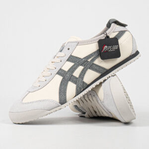 Sepatu Onitsuka Tiger Mexico 66 Laces Soft Cream Grey Leather Unisex Sneakers Casual Authentic