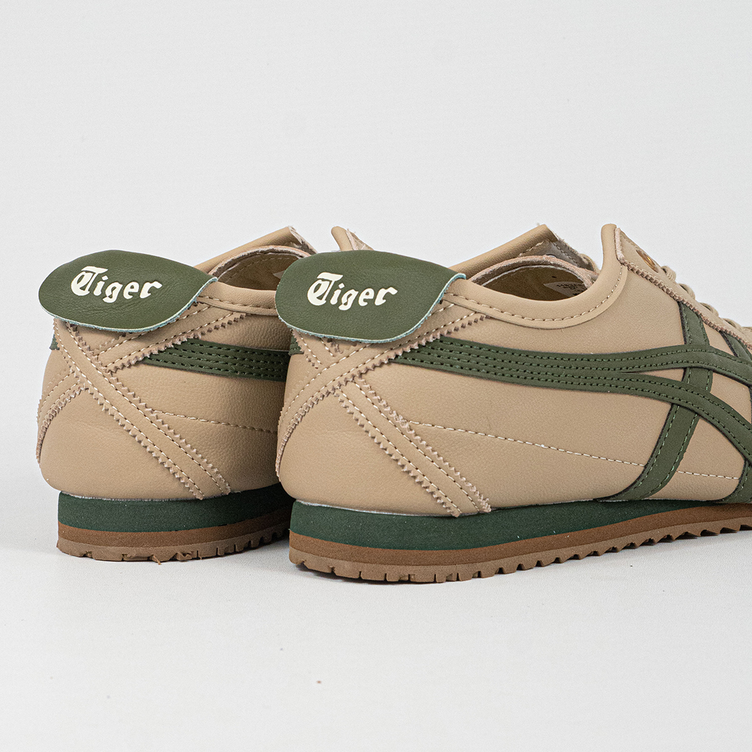 Sepatu Onitsuka Tiger Mexico 66 Laces Soft SD Vintage Beige Green Leather Unisex Sneakers Casual Authentic - Image 3