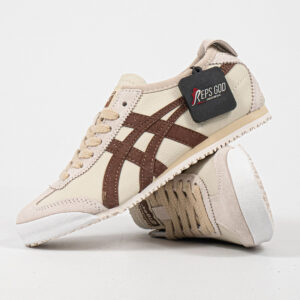 Sepatu Onitsuka Tiger Mexico 66 Laces Soft Vintage Cream Brown Leather Unisex Sneakers Casual Authentic