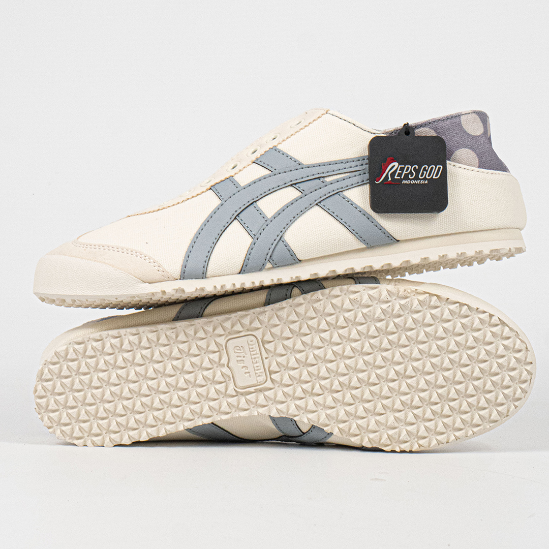 Sepatu Onitsuka Tiger Mexico 66 Paraty Slip On White Grey Purple Canvas Unisex Sneakers Casual Authentic - Image 2