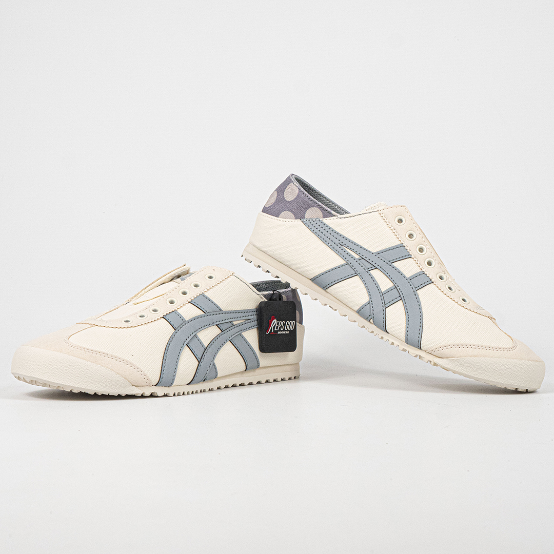 Sepatu Onitsuka Tiger Mexico 66 Paraty Slip On White Grey Purple Canvas Unisex Sneakers Casual Authentic - Image 5