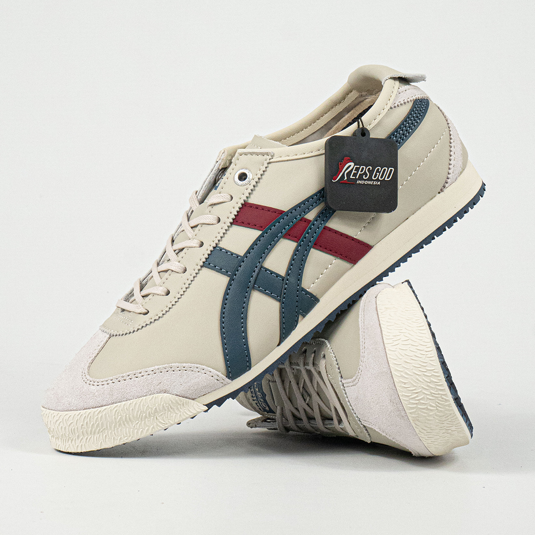 Sepatu Onitsuka Tiger Mexico 66 SD Super Deluxe Cream Peacoat Navy Red Unisex Sneakers Casual Authentic
