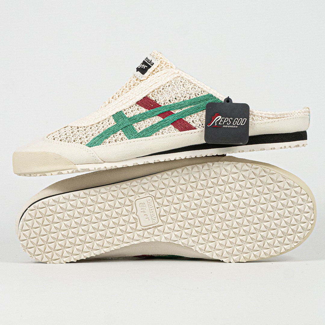 Sepatu Onitsuka Tiger Mexico 66 Sabot Cream Green Red Unisex Sneakers Casual Authentic - Image 2