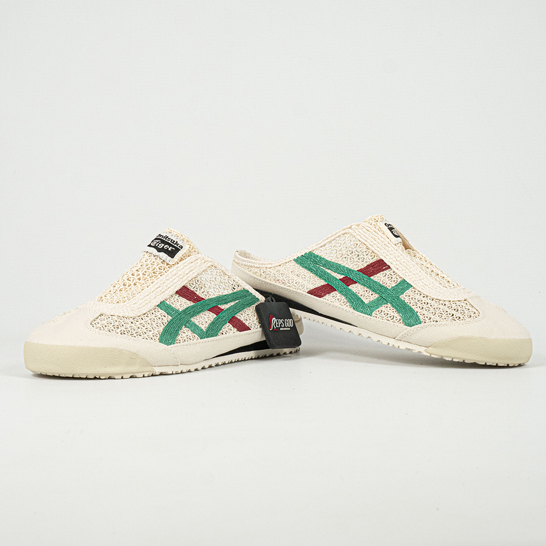 Sepatu Onitsuka Tiger Mexico 66 Sabot Cream Green Red Unisex Sneakers Casual Authentic - Image 5